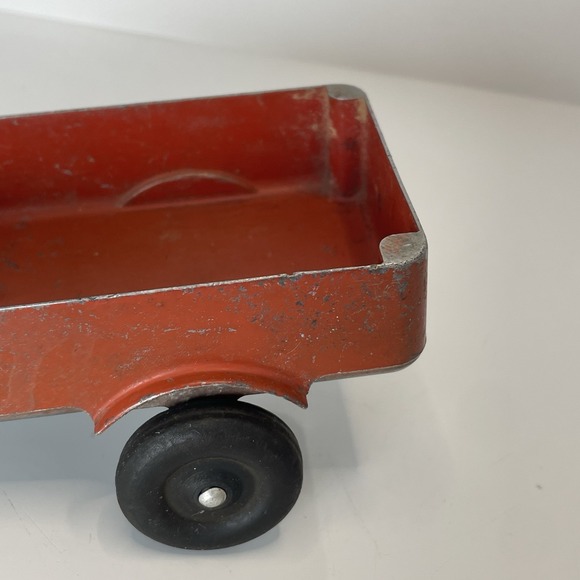 Antique Slik Toys ALUMINUM‎ 4 3/8" 2 WHEEL WAGON 9803-A TRAILER FARM VINTAGE - Picture 3 of 8
